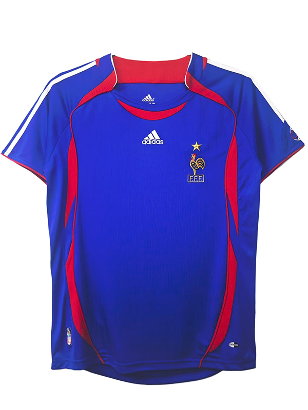 France maillot rétro domicile uniforme de football vintage pour hommes premier vêtement de sport kit de football haut 2006